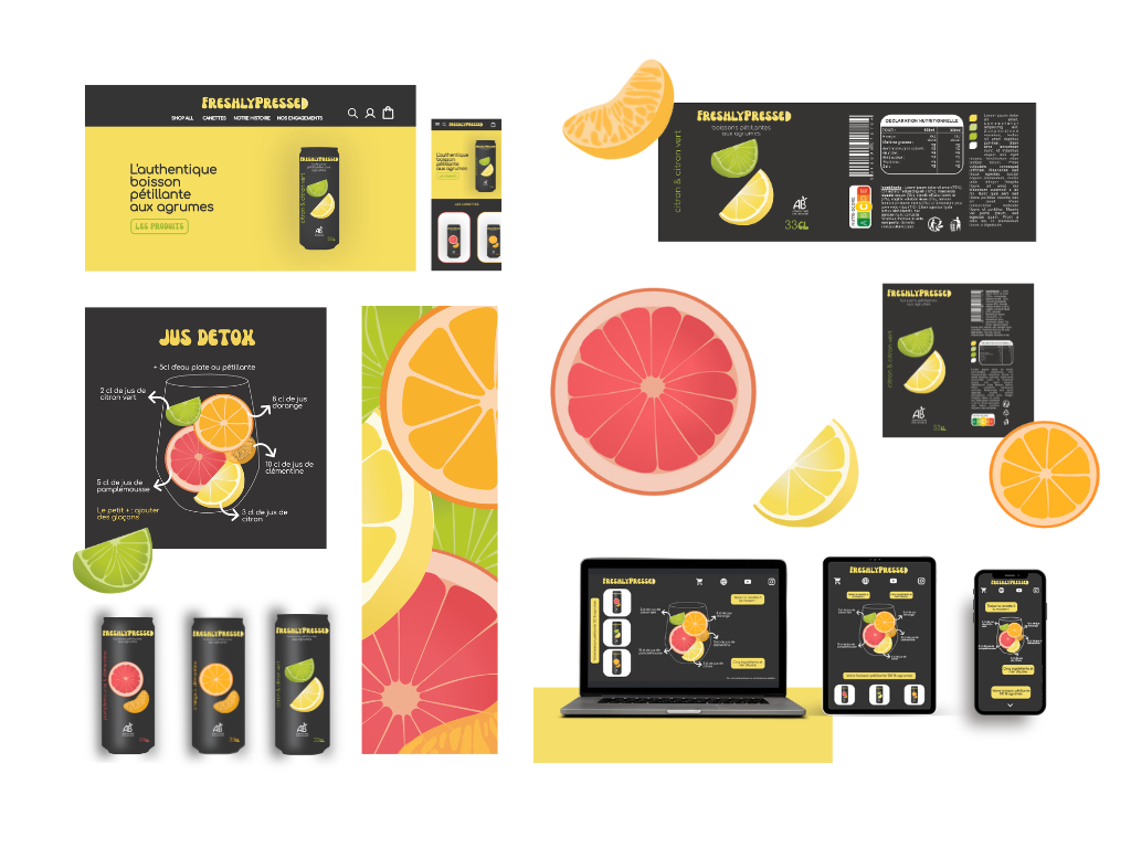 FreshlyPressed - Fruits vectoriels, newsletter, facing de canettes...