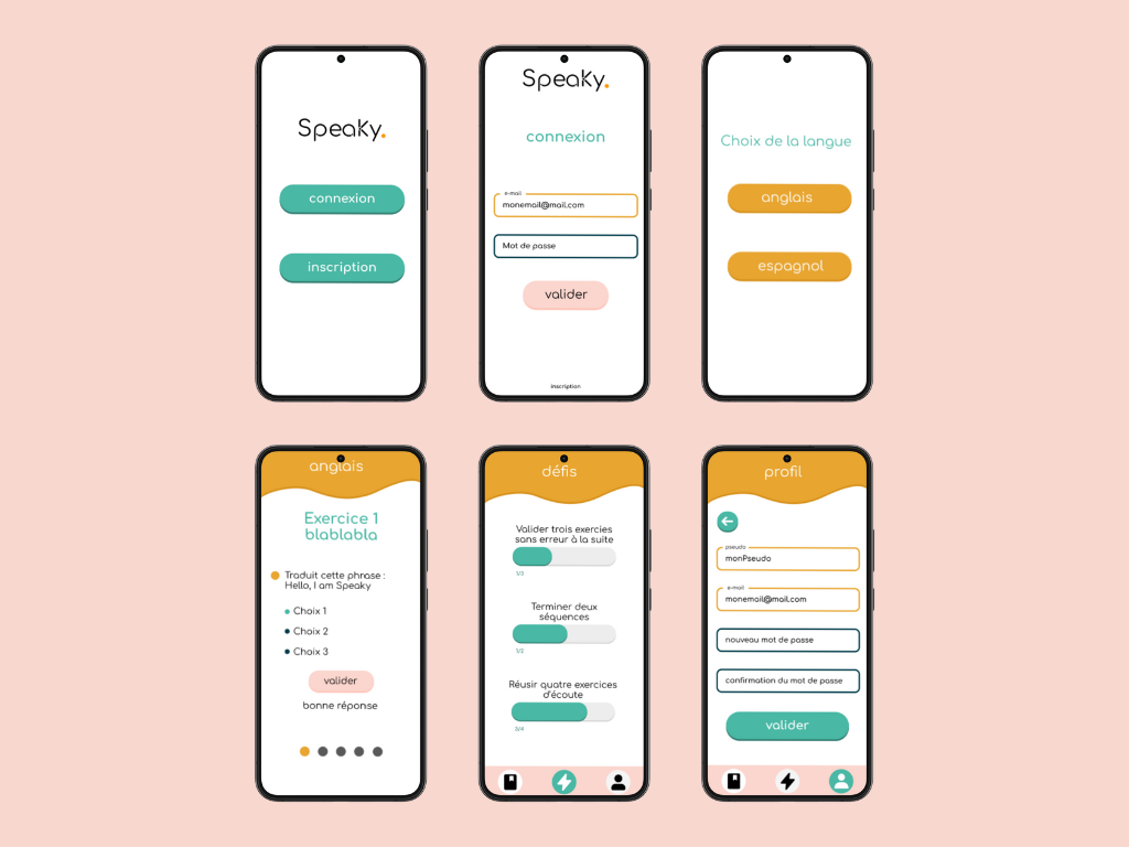Speaky - Maquettes du projet